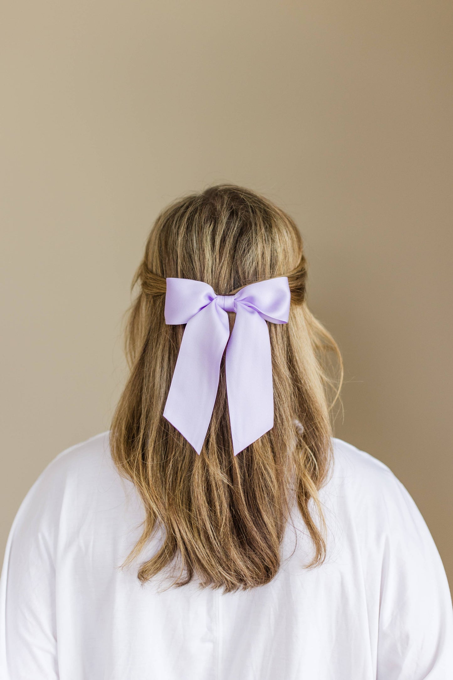 SPRING '24: Grace & Grandeur Bailee Satin Bow Barrette: Ivory