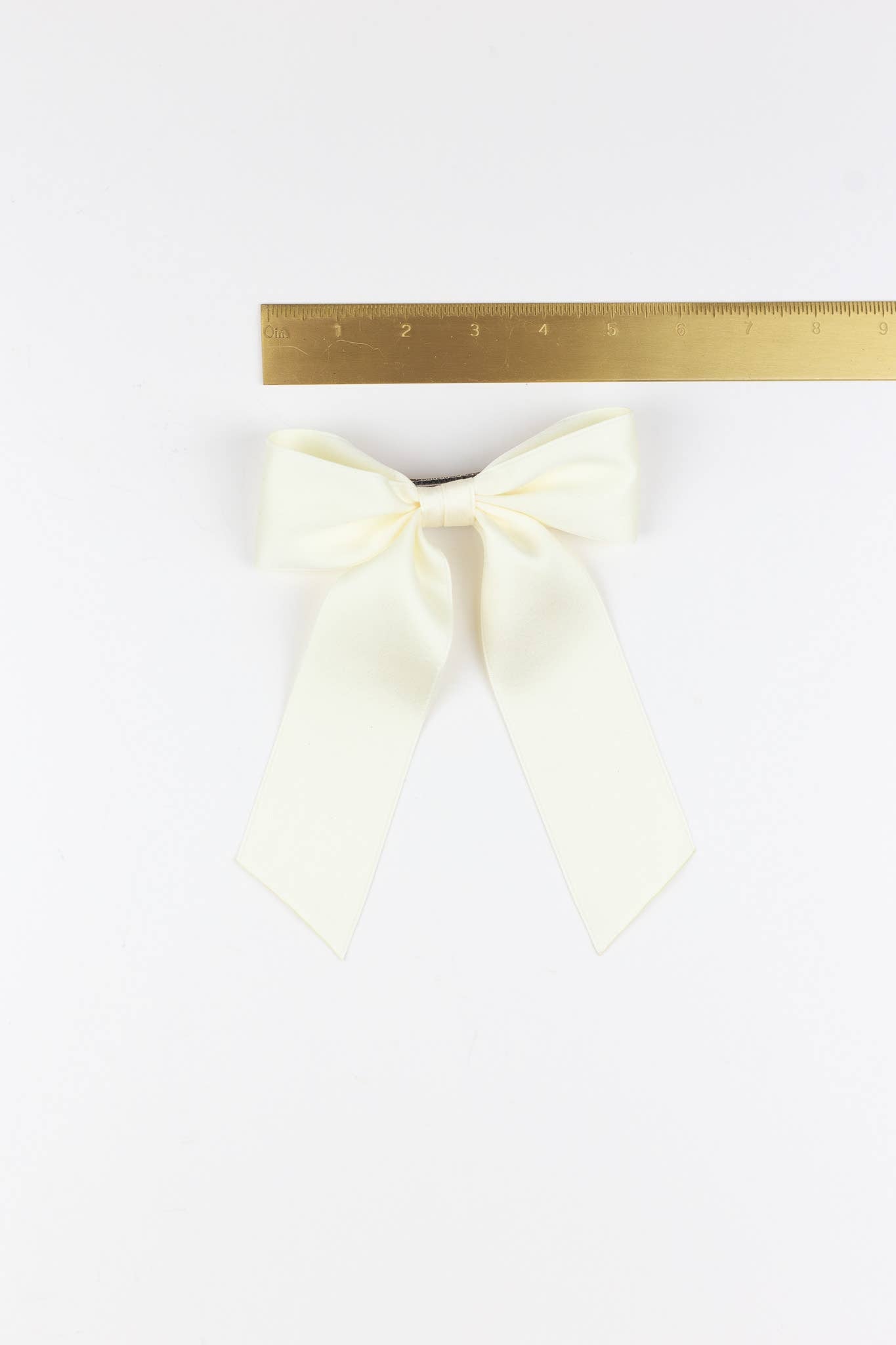 SPRING '24: Grace & Grandeur Bailee Satin Bow Barrette: Ivory