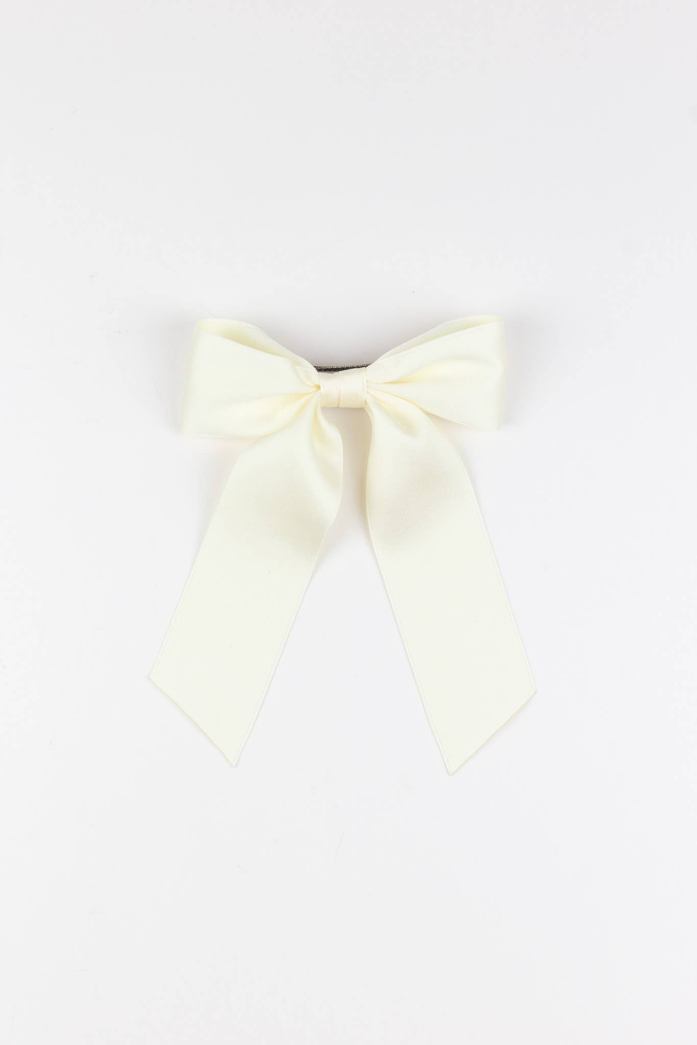 SPRING '24: Grace & Grandeur Bailee Satin Bow Barrette: Ivory