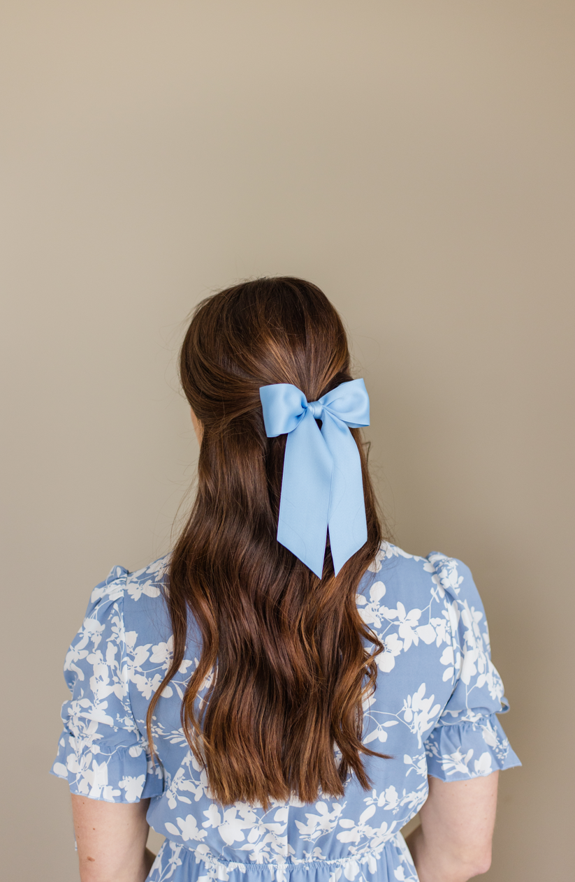 SPRING '24: Grace & Grandeur Bailee Satin Bow Barrette: Ivory