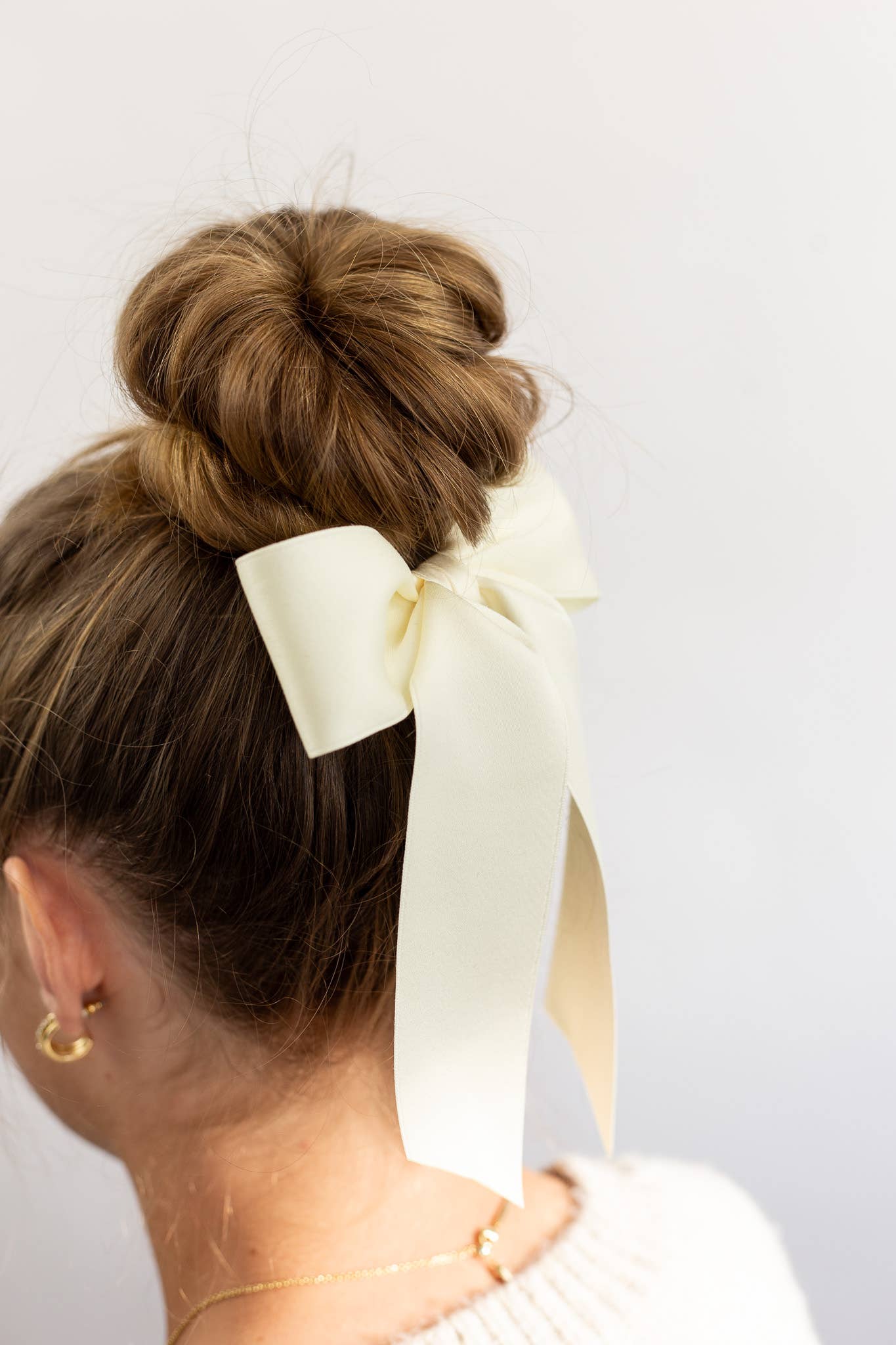 SPRING '24: Grace & Grandeur Bailee Satin Bow Barrette: Ivory