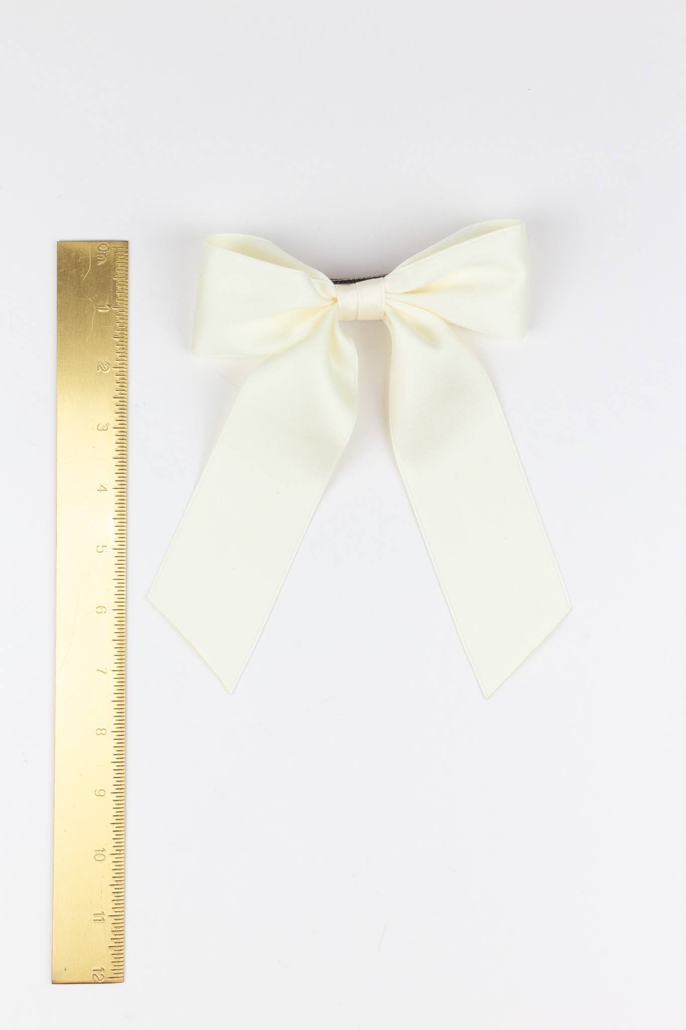 SPRING '24: Grace & Grandeur Bailee Satin Bow Barrette: Ivory