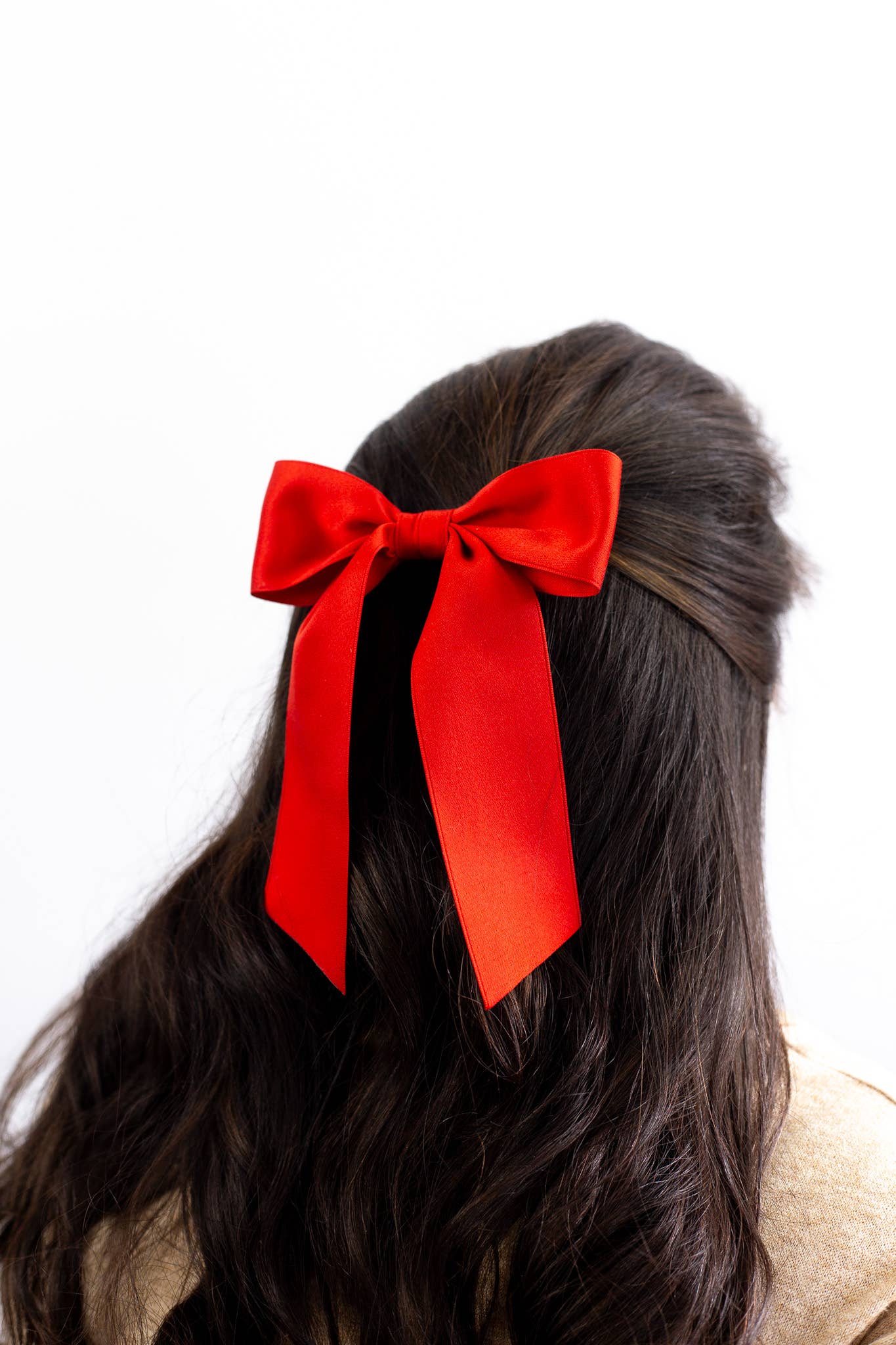 SPRING '24: Grace & Grandeur Bailee Satin Bow Barrette: Ivory