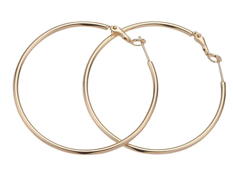 Simple Thin Hoop Earrings - 3": Gold