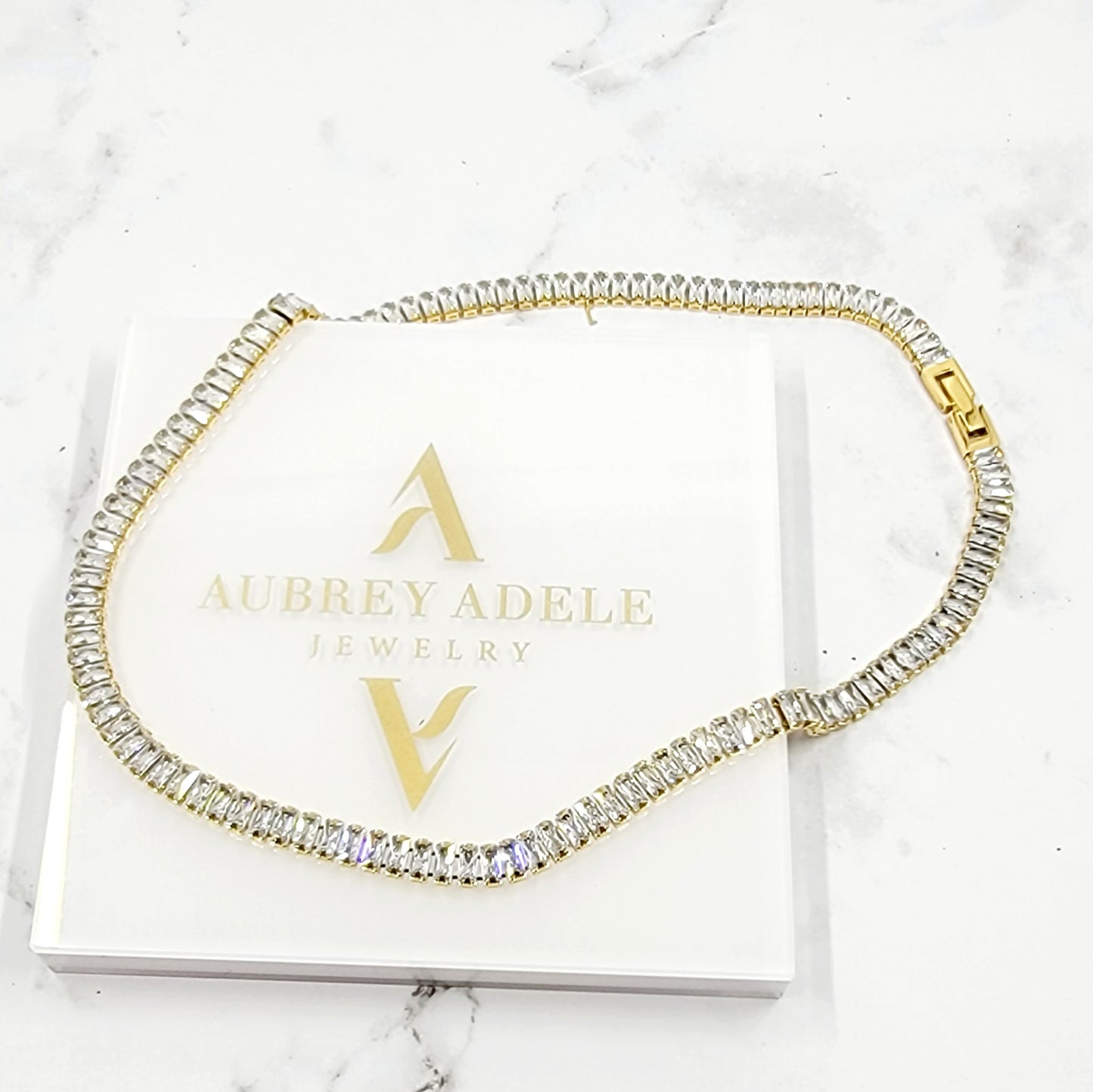 Baguette Diamond Tennis Necklace