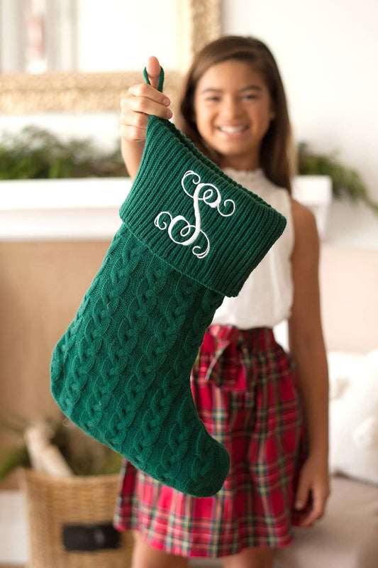 Hunter Green Cable Knit Stocking