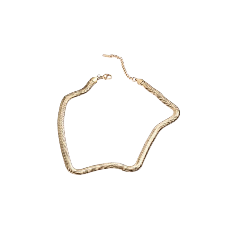 Herringbone Chain Necklace: Gold